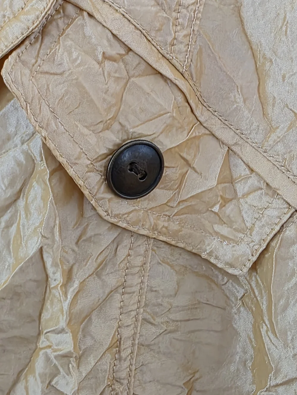 Chico's Textured Crinkled Blazer Gold Tan Button Up Size 3 (XL)